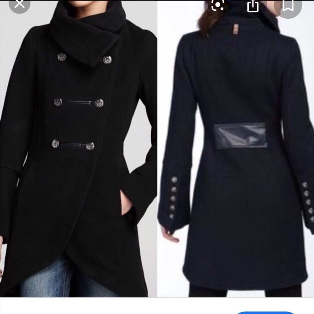 Mackage asymmetrical military black wool coat